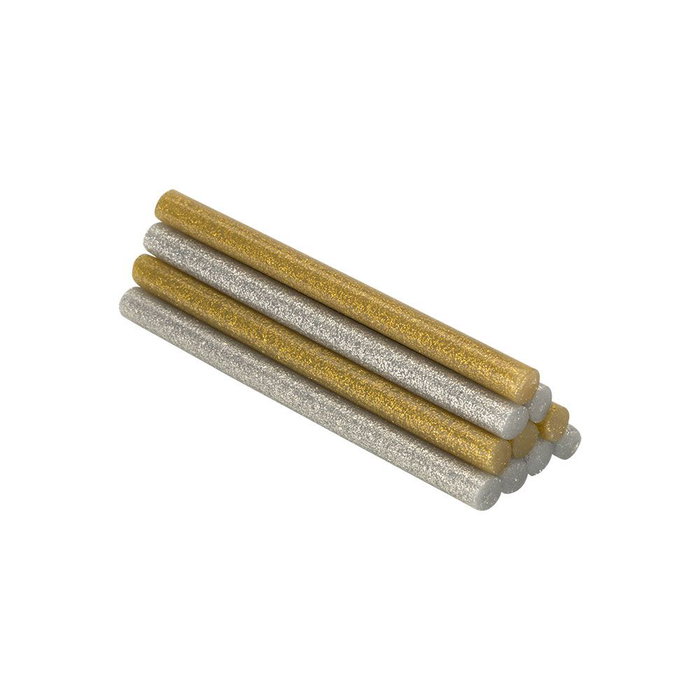 Salki Bâtons de colle thermofusible pailletée doré + argenté, Ø 8 x 120 mm, 20 pcs Salki Bâtons de colle thermofusible pailletée doré + argenté, Ø 8 x 120 mm, 20 pcs