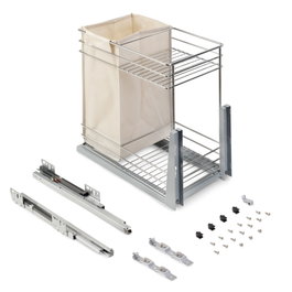 Emuca Chariot coulissant Supra avec paniers et sac à pain, Module 300, Chromé