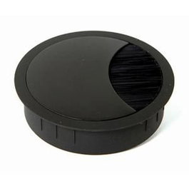 Bachmann - Passe-câbles rond avec couvercle blocable et brosses noires - Accessoire de gestion de câbles pour bureau et table