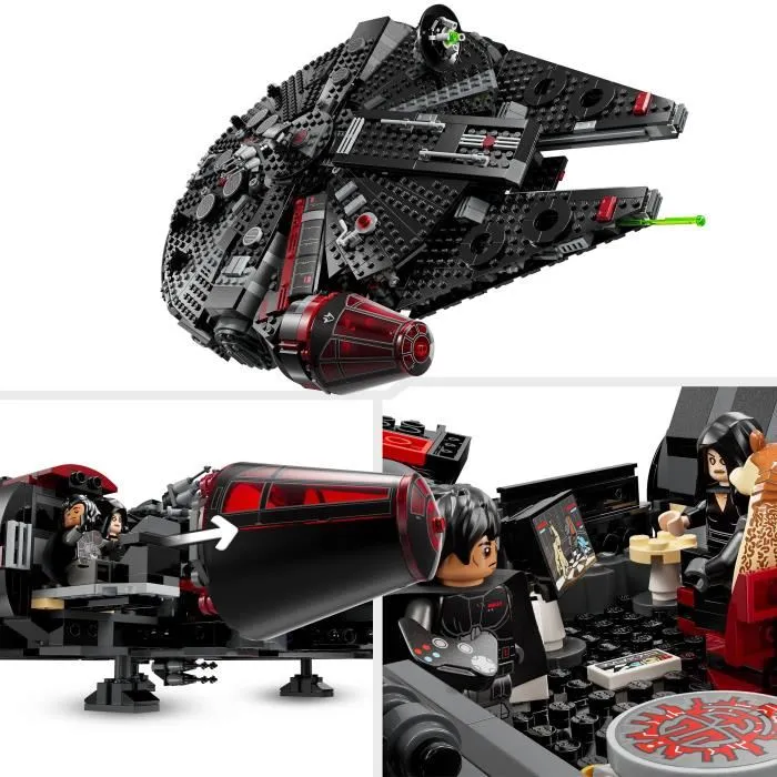 LEGO 75389 Star Wars Le Faucon Noir - Véhicule de Construction à Piles pour Enfants - Jouet Cadeau sur le Thème de la Série Disney+