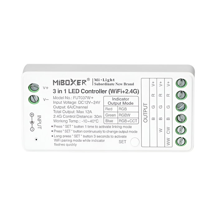 MiBoxer Contrôleur LED 3 en 1 WiFi 2,4GHz HLP-FUT037W