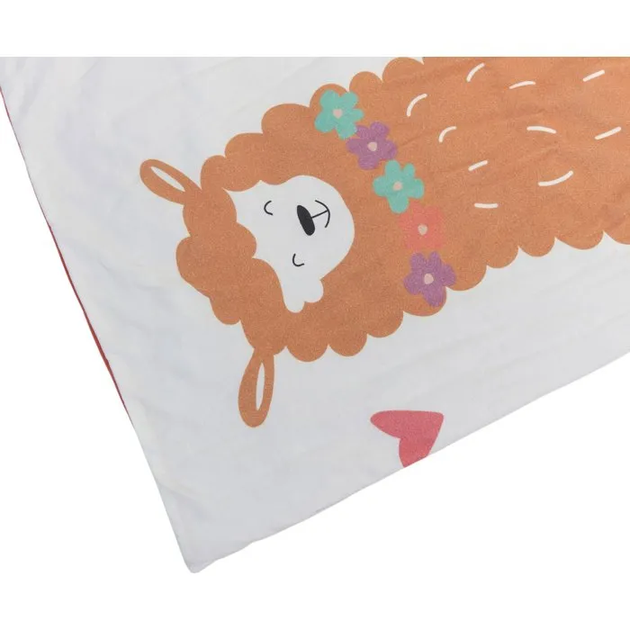 Tineo - Tapis de jeu nomade bébé 100 x 100 cm en jersey de coton, motif alpagas coloré, avec poignée de transport intégrée Tineo - Tapis de jeu nomade bébé 100 x 100 cm en jersey de coton, motif alpagas coloré, avec poignée de transport intégrée