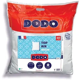 Dodo Oreiller DODO VOLPT'AIR MEDIUM TOP AIR, Confort Moyen, Taille 60x60 cm, Garnissage Polyester, Enveloppe Tissu Gauffré, Blanc
