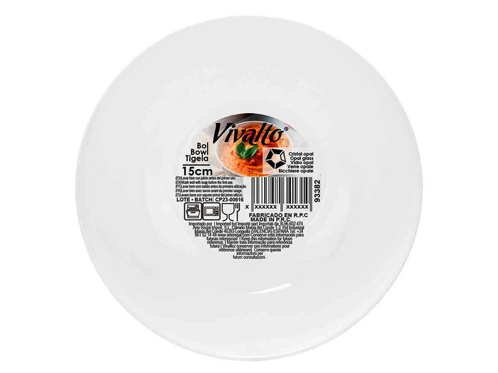 Vivalto Bol rond en opal blanc 15 cm (Set de 36)