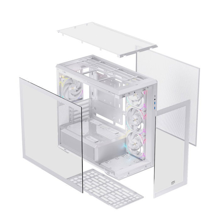 Einarex Zenith ZM800 RGB Boîtier Mini-Tower Blanc avec Verre Trempé