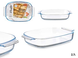 VIVALTO Bandeja rectangulaire en verre borosilicate avec anses 2,7L
