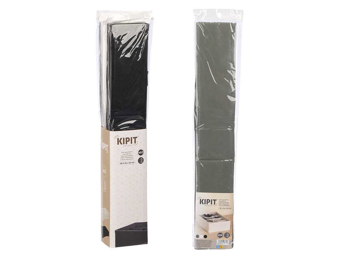 KIPIT Lot de 24 caisses organisatrices pliables 36x24x10cm - Blanc, Gris, Noir