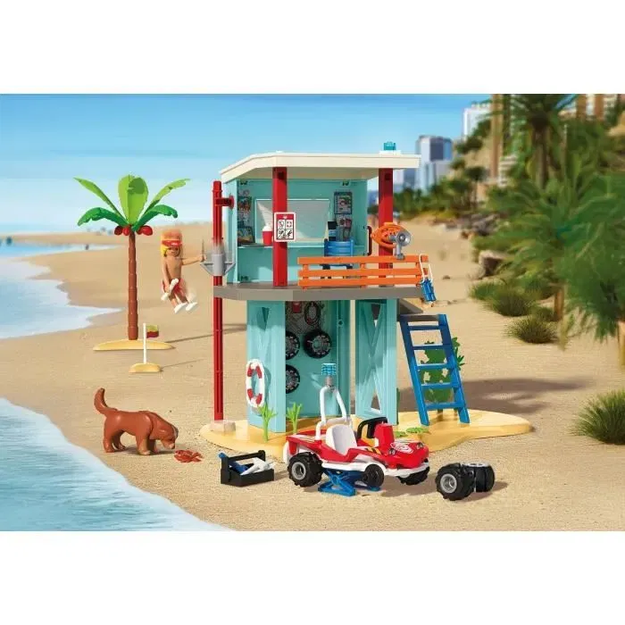 Playmobil 71903 - Set Poste de Secours et Voiturette de Plage My Life, Vacances à la Plage, 125 Pièces, Jeu de Rôle pour Enfants dès 4 Ans