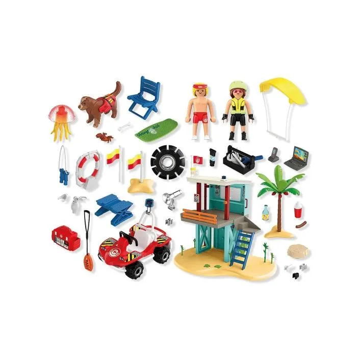 Playmobil 71903 - Set Poste de Secours et Voiturette de Plage My Life, Vacances à la Plage, 125 Pièces, Jeu de Rôle pour Enfants dès 4 Ans