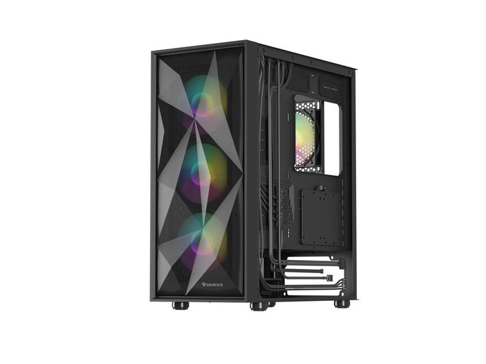 Genesis Boîtier PC Gaming Diaxid 605 Midi Tower ATX, USB 3.1 Type-C, Panneau Verre Trempé, 4 Ventilateurs ARGB, Noir Genesis Boîtier PC Gaming Diaxid 605 Midi Tower ATX, USB 3.1 Type-C, Panneau Verre Trempé, 4 Ventilateurs ARGB, Noir