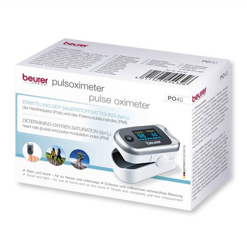 Beurer PO-40 - Pulsioxymètre de Sport pour Altitude - Mesure Saturation Oxygène, Fréquence Cardiaque et Indice de Pulsation