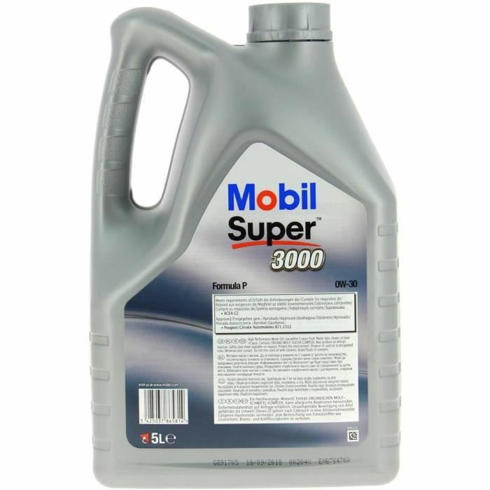 Mobil Super 3000 Formula-V 0W30 Synthétique 5L Mobil Super 3000 Formula-V 0W30 Synthétique 5L