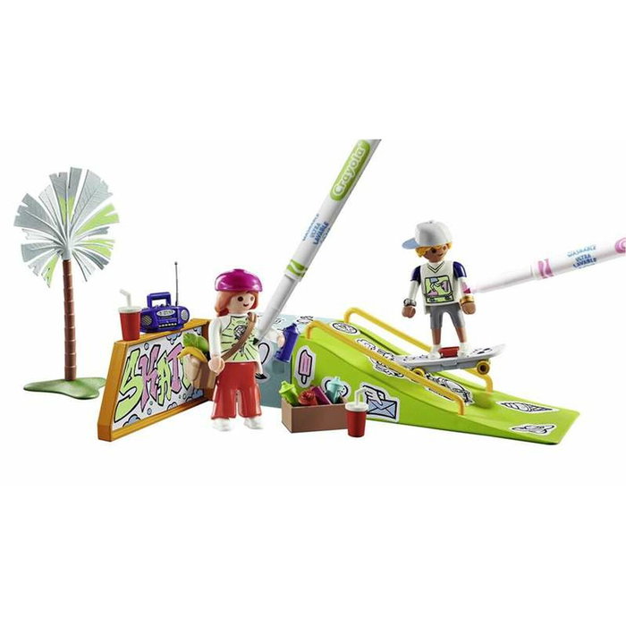 Playmobil Skatepark Color avec rampe et crayons Crayola