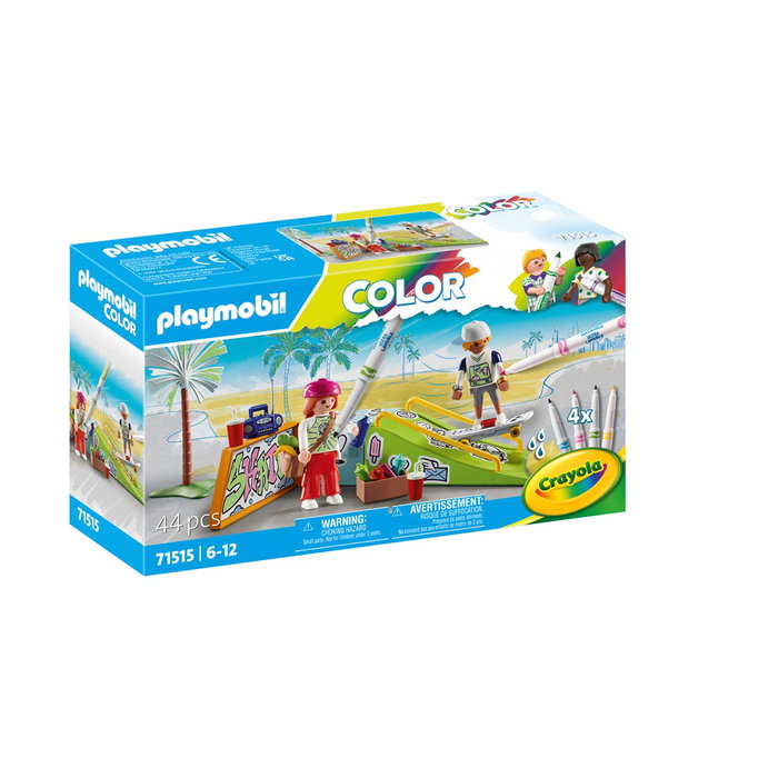 Playmobil Skatepark Color avec rampe et crayons Crayola