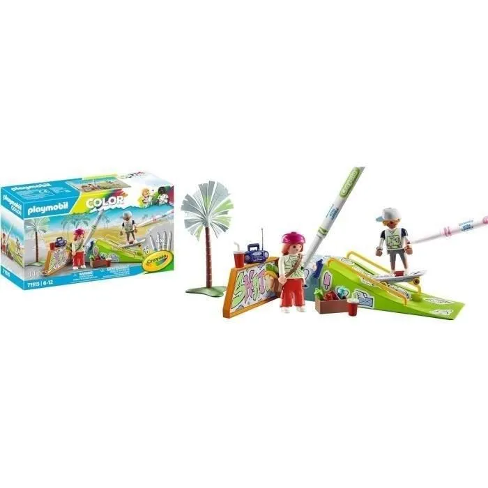 Playmobil 71515 - Set Skateurs avec rampe de skatepark, 44 pièces avec crayons Crayola, figurines et accessoires, jeu de construction pour enfants dès 6 ans Playmobil 71515 - Set Skateurs avec rampe de skatepark, 44 pièces avec crayons Crayola, figurines et accessoires, jeu de construction pour enfants dès 6 ans