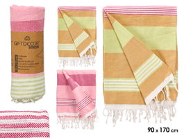 Giftdecor Multiusos Rayas Marron Rosa 90x170 cm Lot Aléatoire Tissu Coton Polyester 175 GSM (Set de 18)