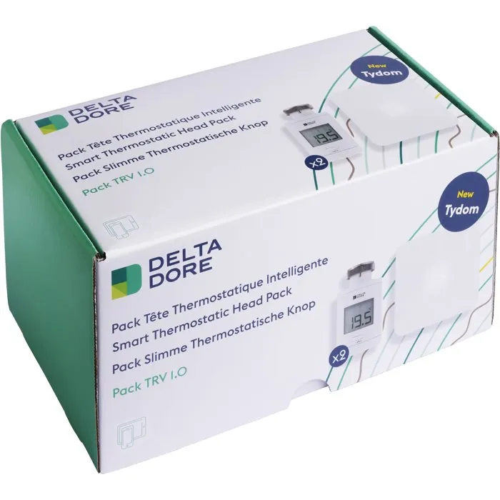 Delta Dore Pack TRV 1.0 connecté 6050664 - Têtes Thermostatiques Intelligentes avec Box pour Contrôle Chauffage à Distance