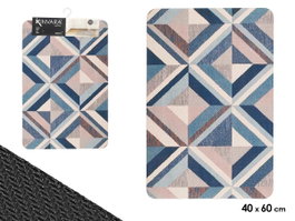 Kinvara Tapis de Cuisine Triangles Bleu 40x60 cm, 100% Polyester (Set de 24)