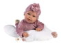 Llorens - Poupée Abril Llorona avec chichonera, corps en tissu 42 cm, émet des sons, langues incluses : espagnol, français, anglais, allemand