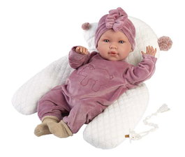 Llorens - Poupée Abril Llorona avec chichonera, corps en tissu 42 cm, émet des sons, langues incluses : espagnol, français, anglais, allemand