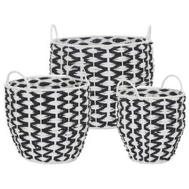 Home Deco Factory Lot de 3 Paniers de Rangement Bicolores Emboîtables