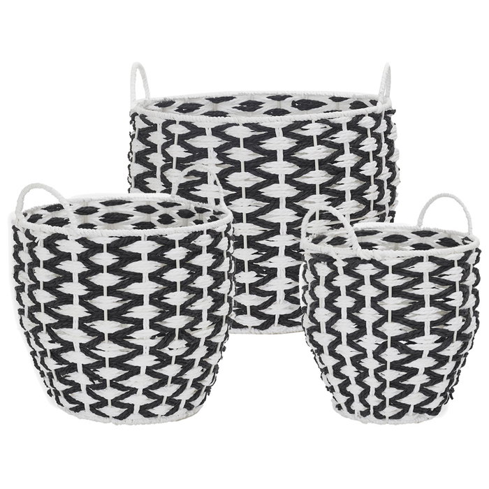 Home Deco Factory Lot de 3 Paniers de Rangement Bicolores Emboîtables Home Deco Factory Lot de 3 Paniers de Rangement Bicolores Emboîtables