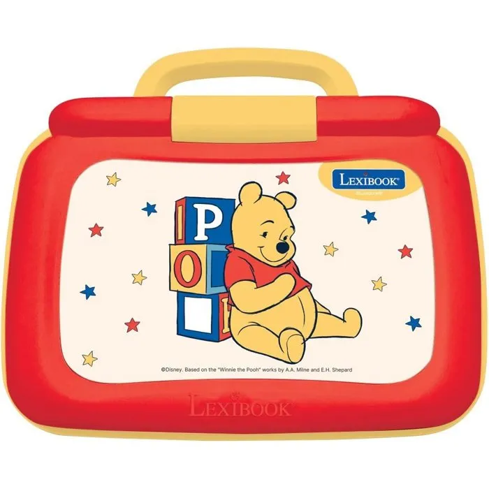Lexibook Ordinateur portable éducatif Winnie l'ourson parlant bilingue français-anglais - 40 activités pour enfants, méthode syllabique, histoires animées
