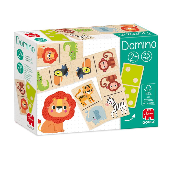 Goula Dominó Selva 1110700204 - Jeu éducatif en bois sur les animaux de la jungle, pour enfants à partir de 2 ans
