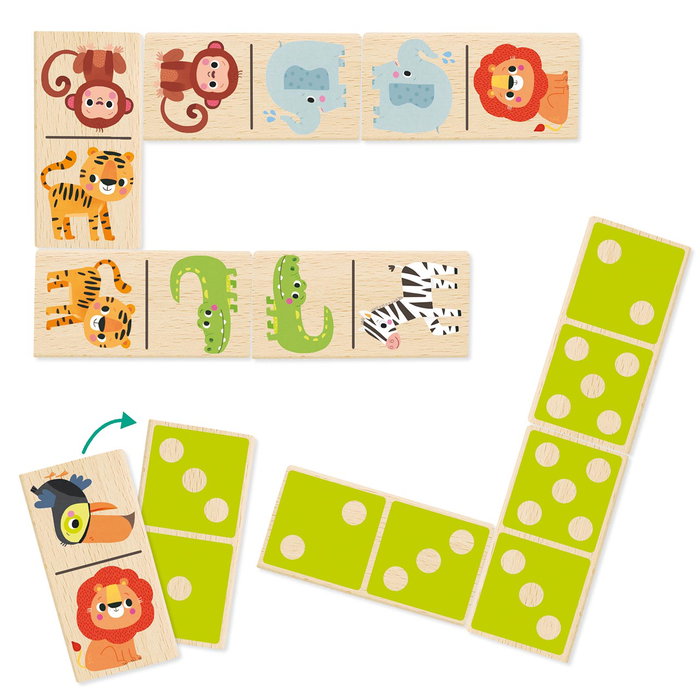 Goula Dominó Selva 1110700204 - Jeu éducatif en bois sur les animaux de la jungle, pour enfants à partir de 2 ans