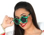 Gafas Lunettes de Fête en Forme d'Étoiles Brillantes Vert Métallisé pour Femme Adulte - Accessoire Costume Rétro