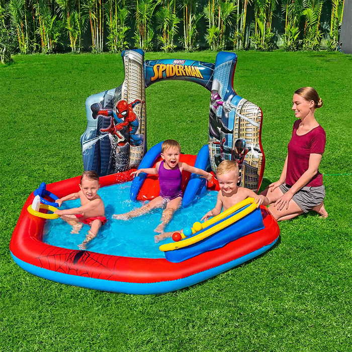 Bestway Piscine Gonflable Aire de Jeux Spiderman 211x206x127 cm +2 Ans Jardin 98793