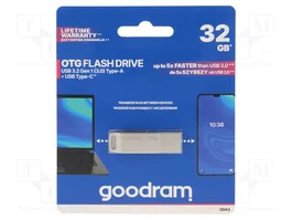 Goodram Clé USB ODA3 Argenté 32 GB USB Type-A et USB Type-C