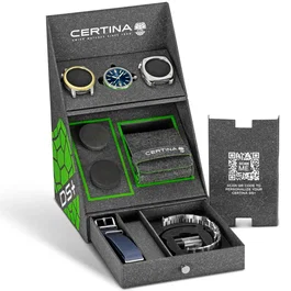 Certina C0414071904101 avec cadran bleu et bracelet gris