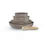 Arthur Martin Batterie de cuisine AM9192, 5 pièces aluminium avec revêtement céramique, tous feux dont induction, couleur taupe, poêles et casseroles