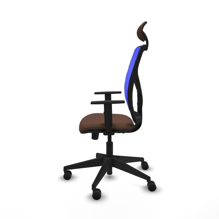 Piqueras Y Crespo Chaise de bureau Motilla avec mécanisme Sincro/Traslack, assise marron et dossier bleu