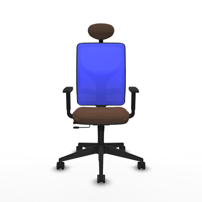 Piqueras Y Crespo Chaise de bureau Motilla avec mécanisme Sincro/Traslack, assise marron et dossier bleu