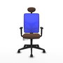 Piqueras Y Crespo Chaise de bureau Motilla avec mécanisme Sincro/Traslack, assise marron et dossier bleu