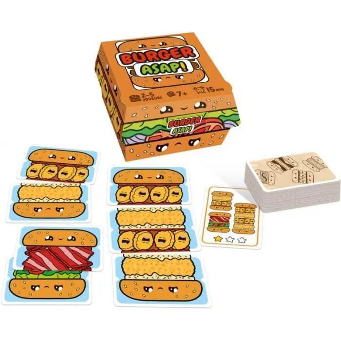 Asmodee - Burger ASAP - Jeu de société de rapidité et d'observation pour enfants et adultes, à partir de 7 ans