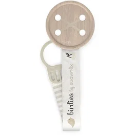Suavinex Attache-sucette avec ruban - Collection Birdies - Pour éviter la perte de la tétine dès la naissance - Beige