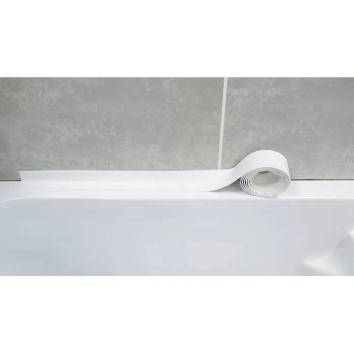 Geb - Joint prêt à poser - 41 mm x 3,35 m - Blanc brillant - Pour baignoire, lavabo, évier - Adhésif universel
