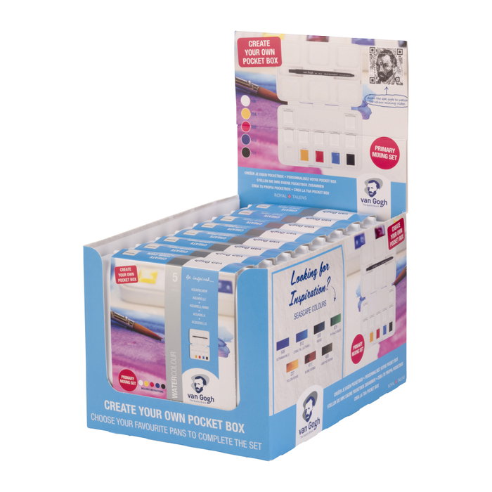 Van Gogh Étui d'aquarelles de poche, set de mélange de couleurs primaires (5 demi-pastilles + 7 emplacements vides)修行