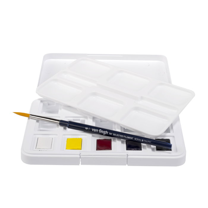 Van Gogh Étui d'aquarelles de poche, set de mélange de couleurs primaires (5 demi-pastilles + 7 emplacements vides)修行