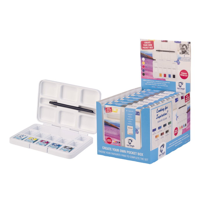 Van Gogh Étui d'aquarelles de poche, set de mélange de couleurs primaires (5 demi-pastilles + 7 emplacements vides)修行