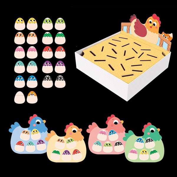 Goula Hidden Chicks - Jeu éducatif pour enfants à partir de 3 ans avec 2 modes de jeu, 4 planches, 21 poussins et 1 renard - Multilingue (FR, EN, ES, DE, IT, PT)