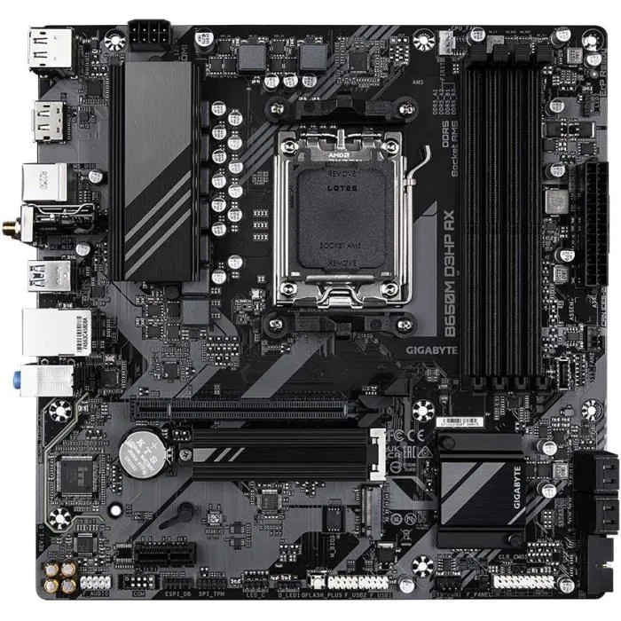 Gigabyte Carte mère B650M D3HP AX - AMD AM5, DDR5 8000 MHz, Wi-Fi 6E, 2.5 GbE, 2 x M.2 PCIe 4.0 pour Ryzen 7000/8000/9000