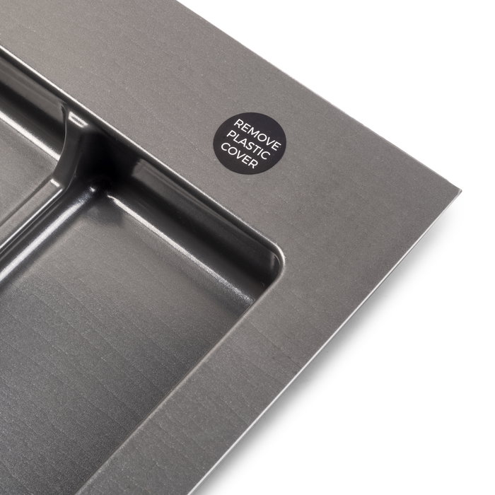 Emuca Base pour tiroirs de cuisine Recycle, 3 compartiments, module 800mm, Plastique Gris antracite Emuca Base pour tiroirs de cuisine Recycle, 3 compartiments, module 800mm, Plastique Gris antracite