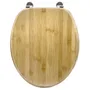Gelco Abattant WC en bambou naturel avec charnières métal chromé, couverture universelle, marron