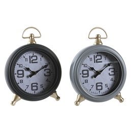 Horloge de table DKD Home Decor Noir Gris Doré Traditionnel (2 Unités)