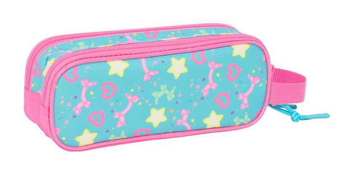 Safta Trousse Double Gabby's Dollhouse Confetti Rose et Turquoise (21x8x6 cm)