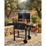 Cookingbox Barbecue au Charbon Clark - Grille en Fonte, Ventilation Réglable, Acier Inox, Thermomètre, Tablettes Rabattables, Roues